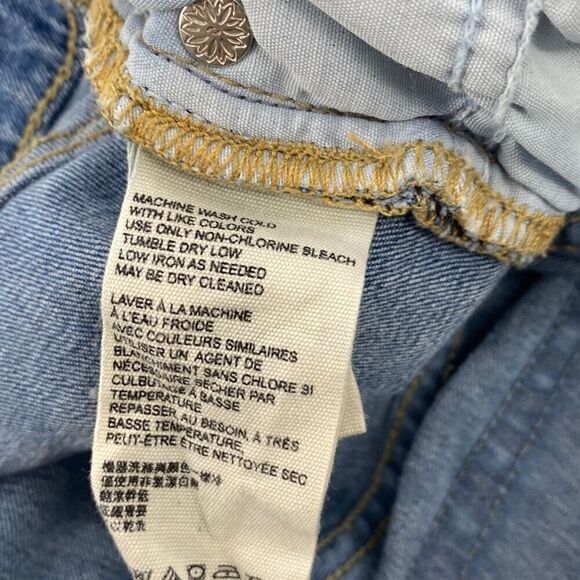Free People We The Free Skinny Distressed Stretch Jeans High-Rise Blue 25 - Picture 10 of 13